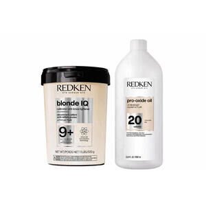 REDKEN BLONDE IQ OIL POWDER LIGHTENER 1.1 LBS + BLONDE IQ 20 VOL DEVELOPER